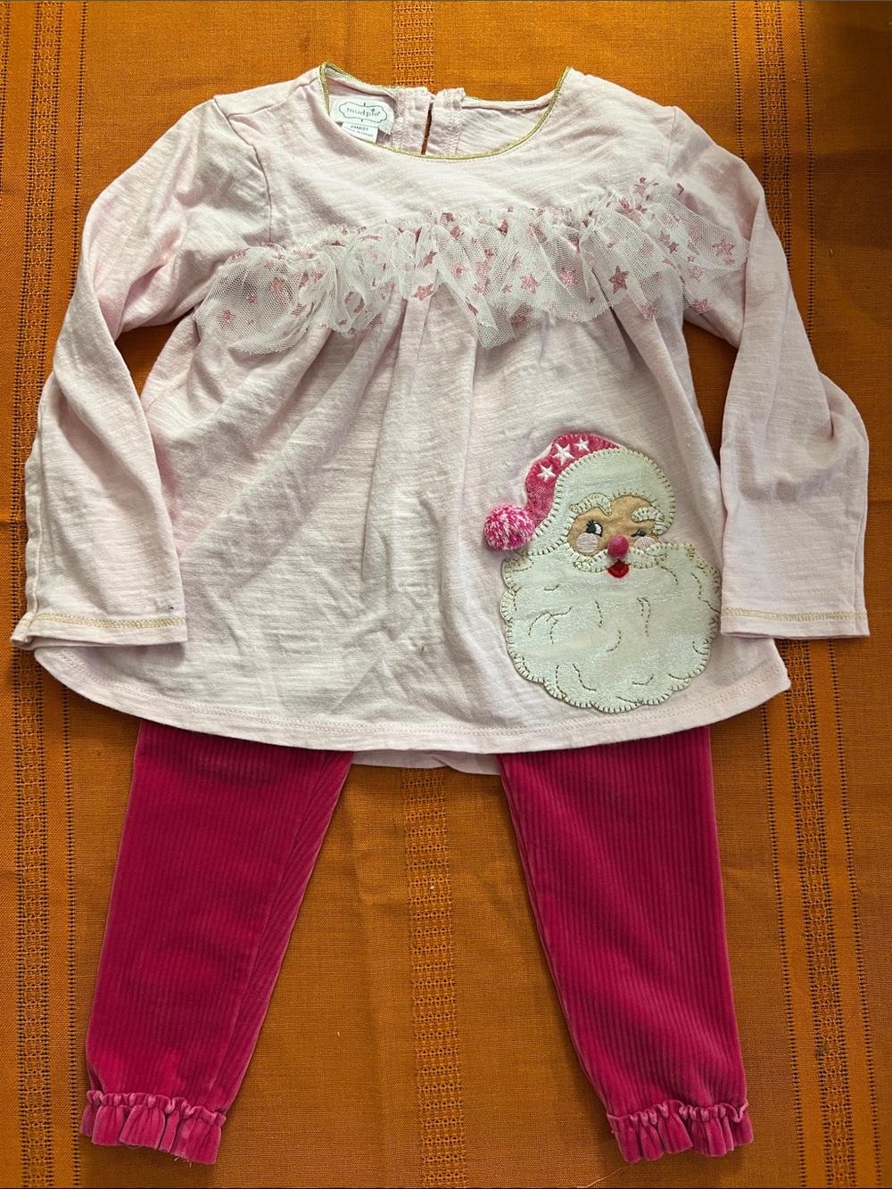 Mud Pie Pink Santa Pajama Set with Hot Pink Leggings